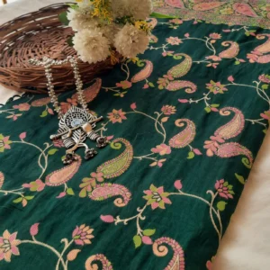 Peacock Green Dola Silk Banarasi Saree